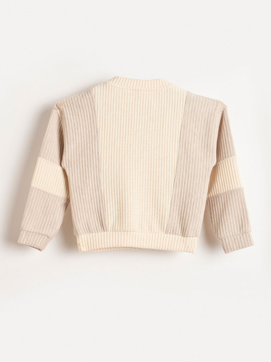 BLUE GIRAFFE Girls Beige Solid Sweatshirt