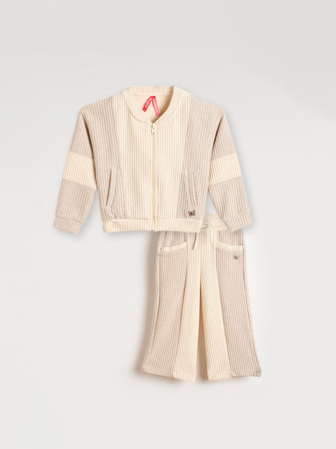 BLUE GIRAFFE Girls Beige Solid Sweatshirt