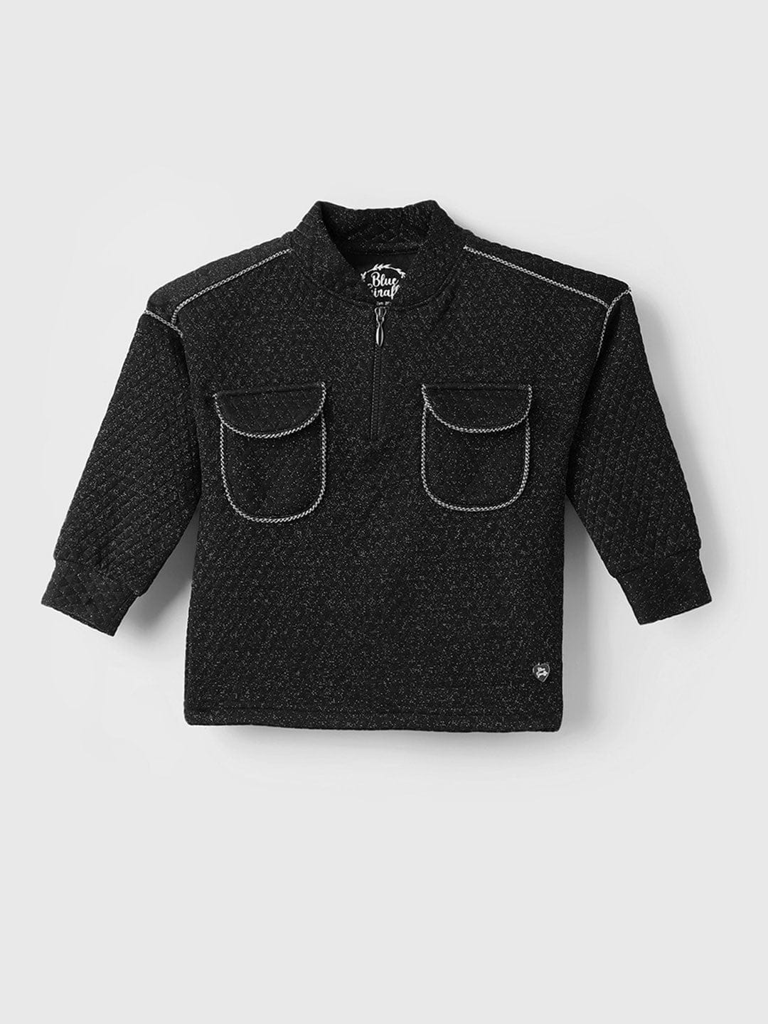 BLUE GIRAFFE Girls Black Knitted Sweatshirt