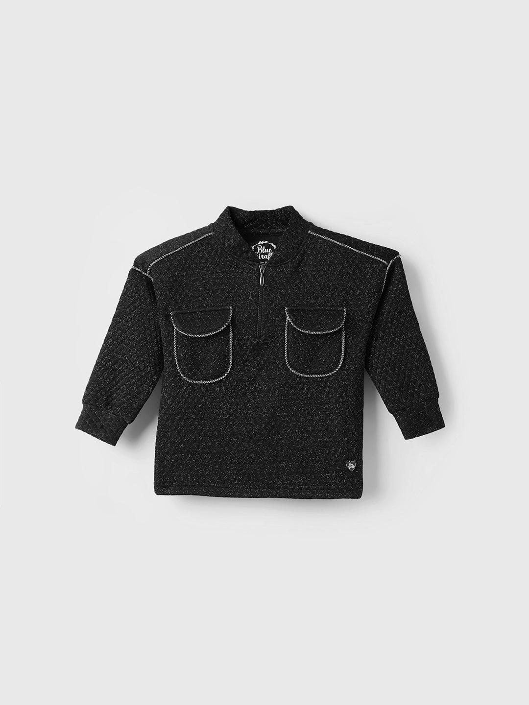 BLUE GIRAFFE Girls Black Knitted Sweatshirt