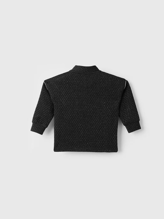 BLUE GIRAFFE Girls Black Knitted Sweatshirt