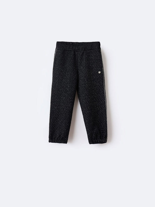 BLUE GIRAFFE Girls Black Knitted Mid Rise Sweatpant
