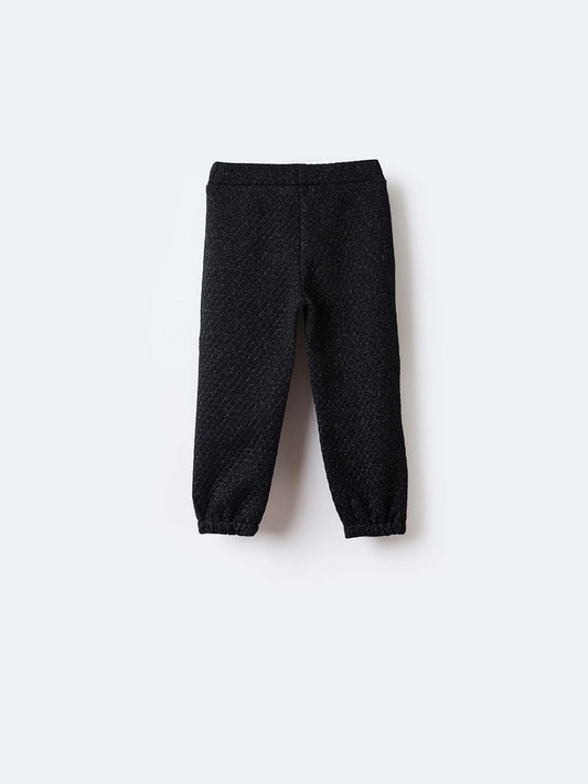 BLUE GIRAFFE Girls Black Knitted Mid Rise Sweatpant