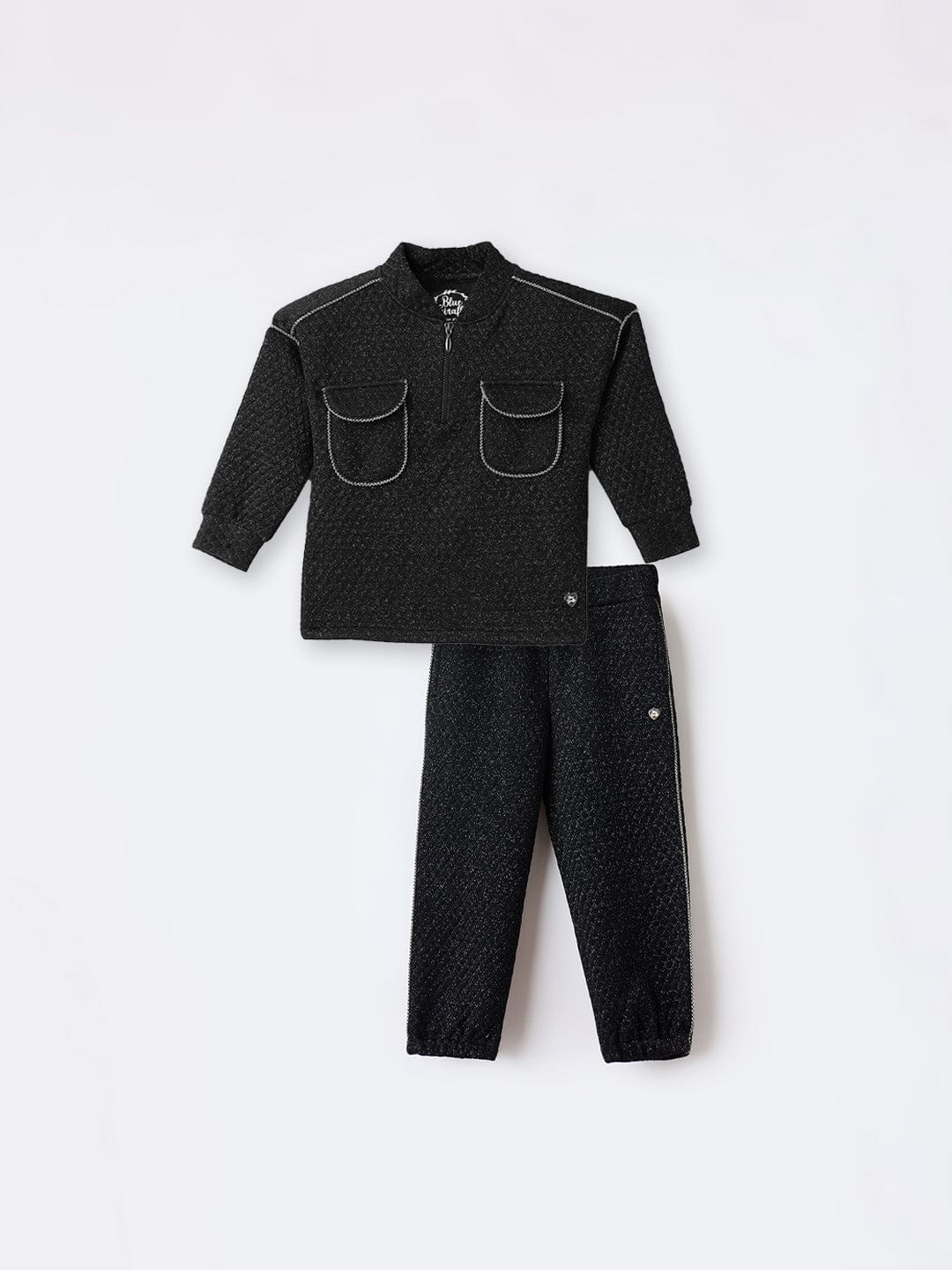 BLUE GIRAFFE Girls Black Knitted Mid Rise Sweatpant