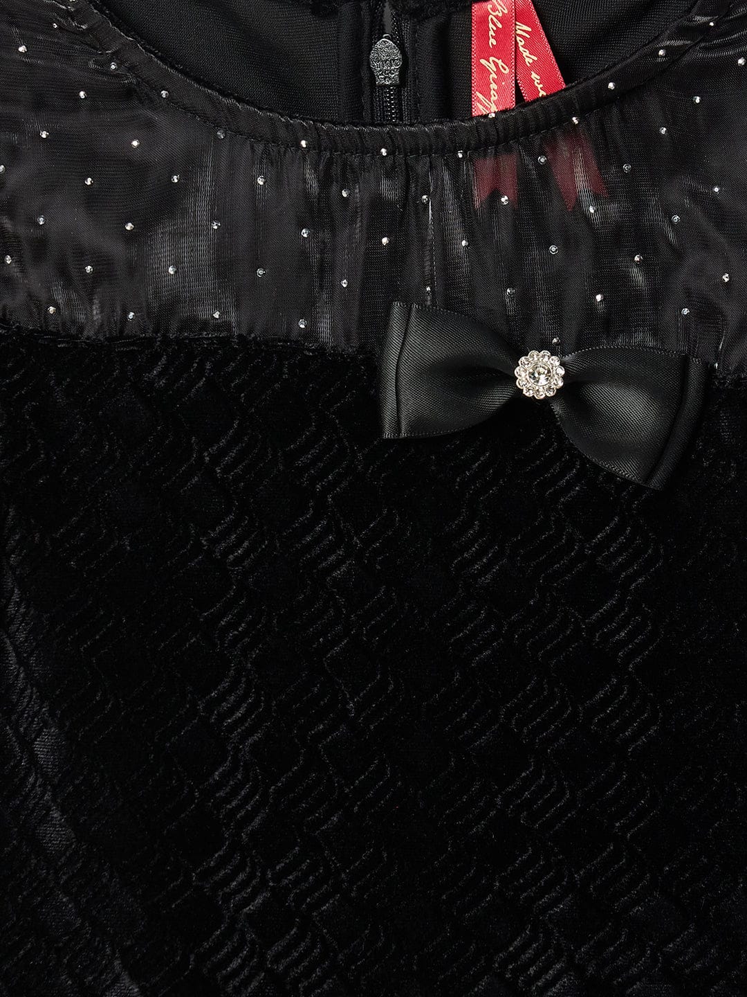 Blue Giraffe Girls Black Solid Round Neck Jumpsuit