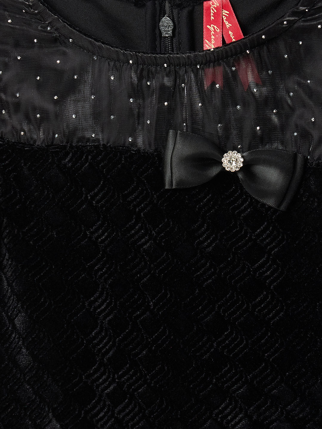 Blue Giraffe Girls Black Solid Round Neck Jumpsuit