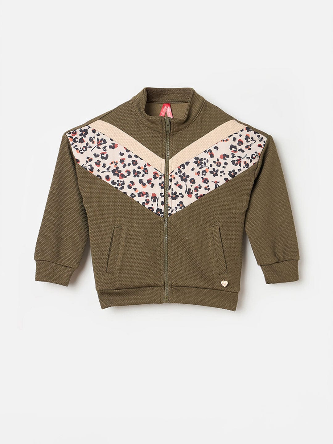 BLUE GIRAFFE Girls Green All Over Branding Printed Sweatshirt