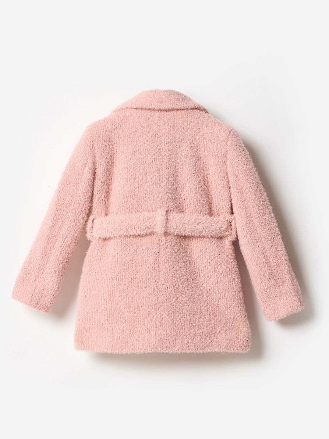 Blue Giraffe Girls Pink Solid Collar Overcoat