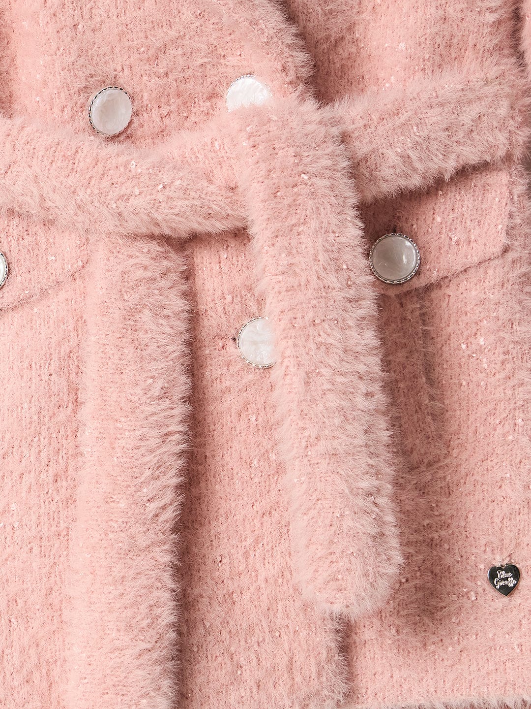 Blue Giraffe Girls Pink Solid Collar Overcoat