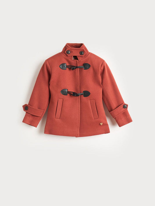 Blue Giraffe Girls Rust Red Solid Stand Collar Jacket