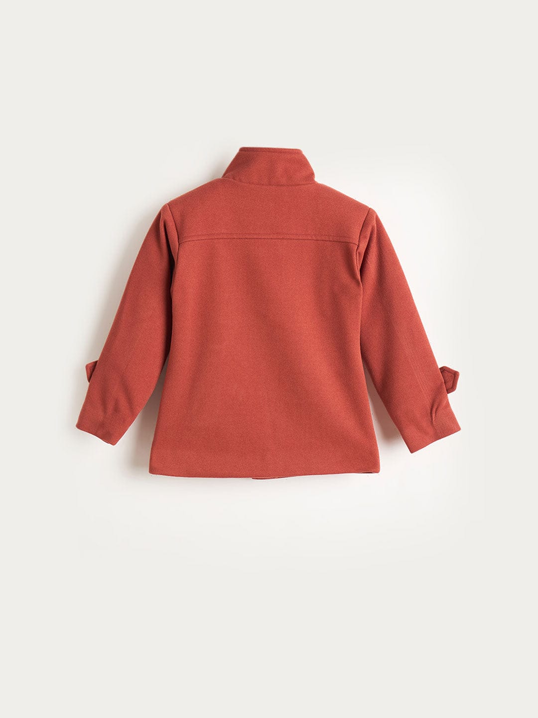 Blue Giraffe Girls Rust Red Solid Stand Collar Jacket