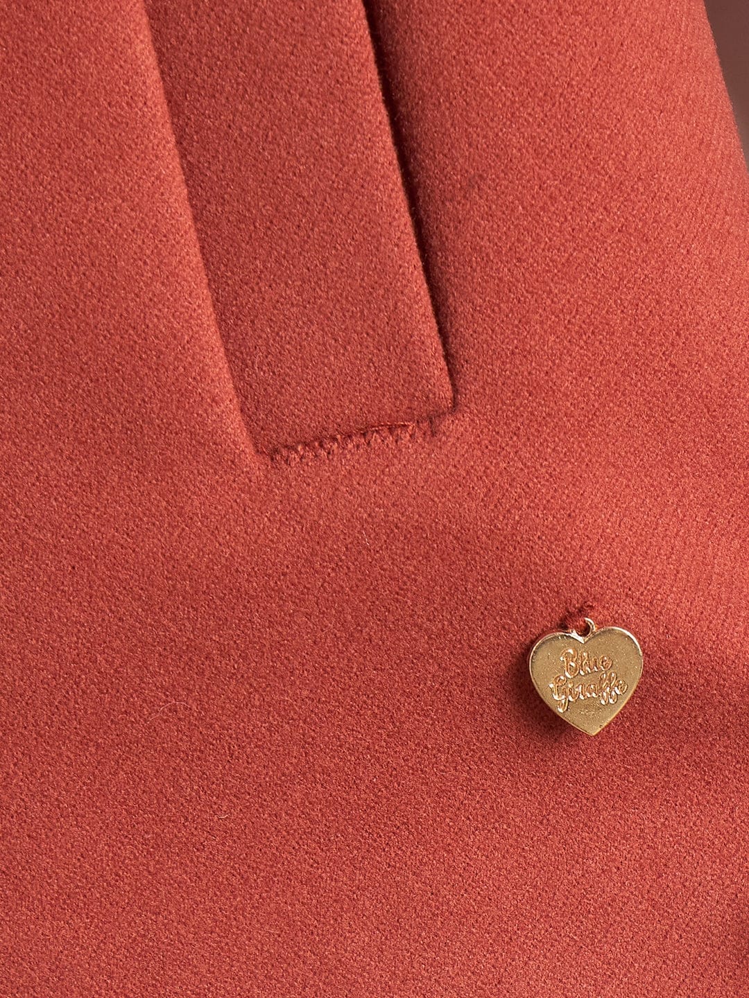 Blue Giraffe Girls Rust Red Solid Stand Collar Jacket