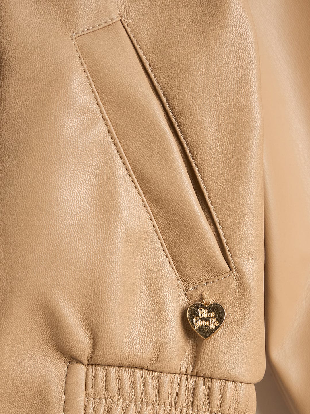 Blue Giraffe Girls Beige Solid Collared Jacket