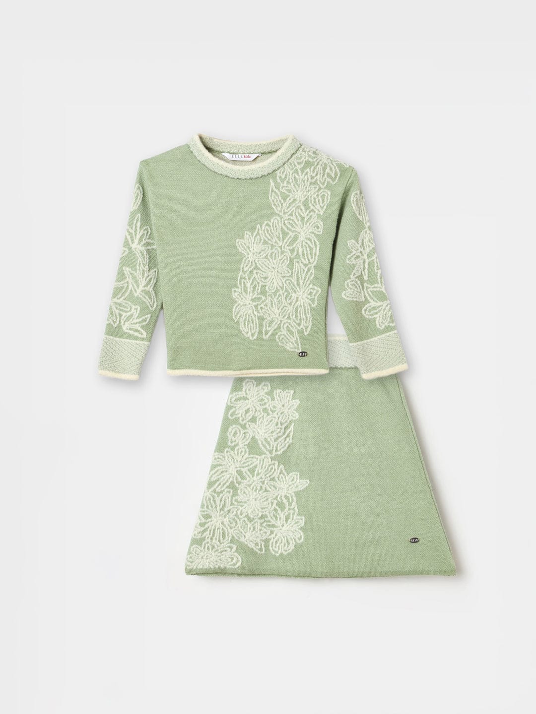 ELLE Girls Green Embroidered Skirt