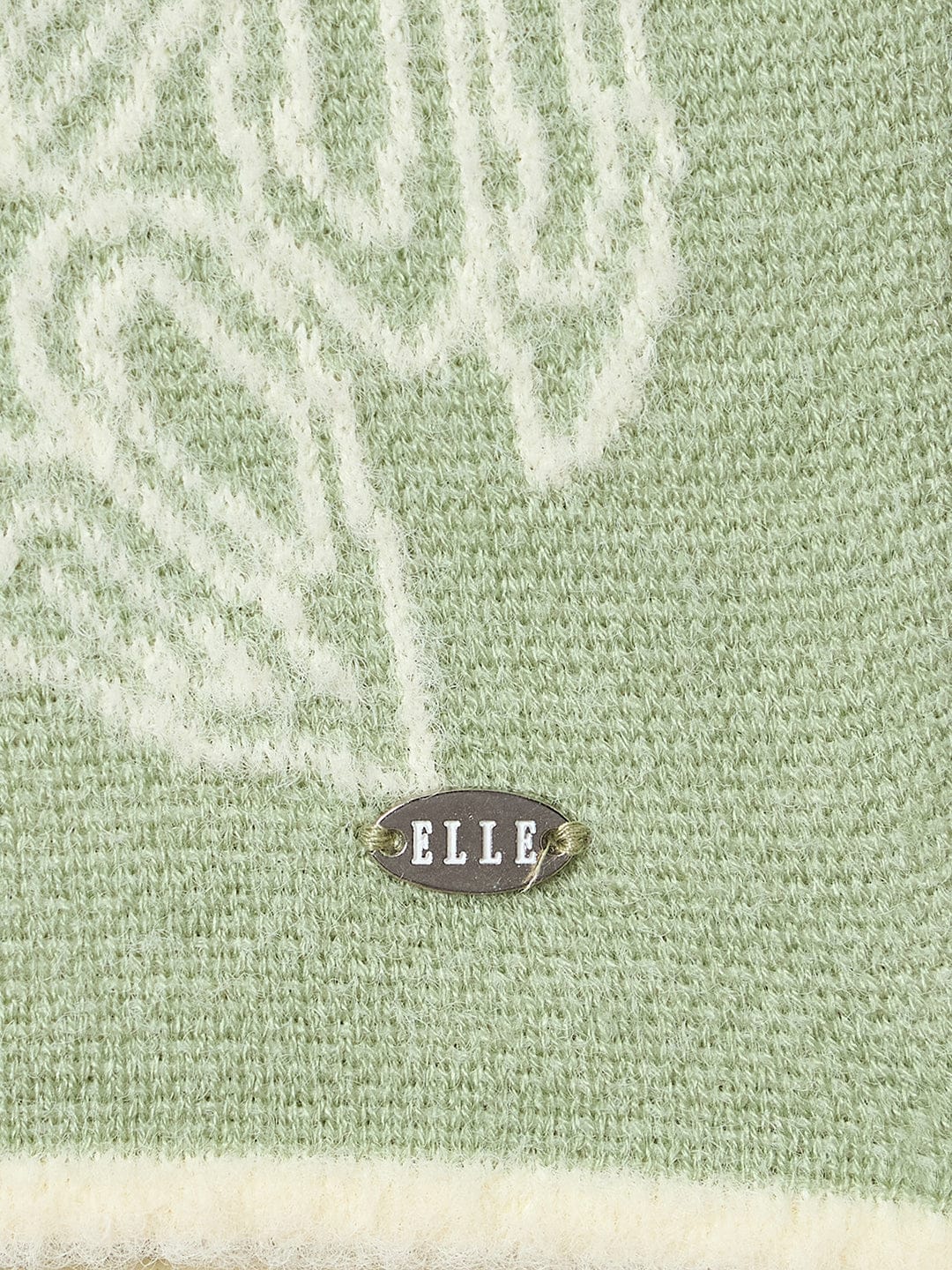 ELLE Girls Green Acrylic Embroidered Round Neck Sweater