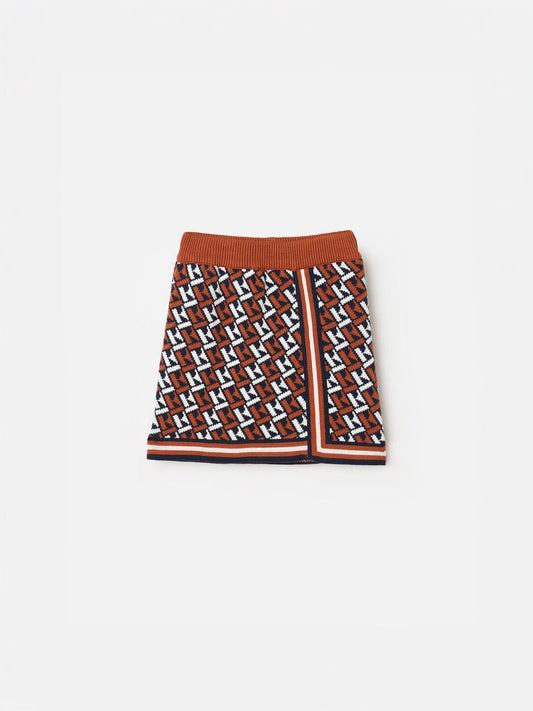 ELLE Girls Brown Printed Skirt