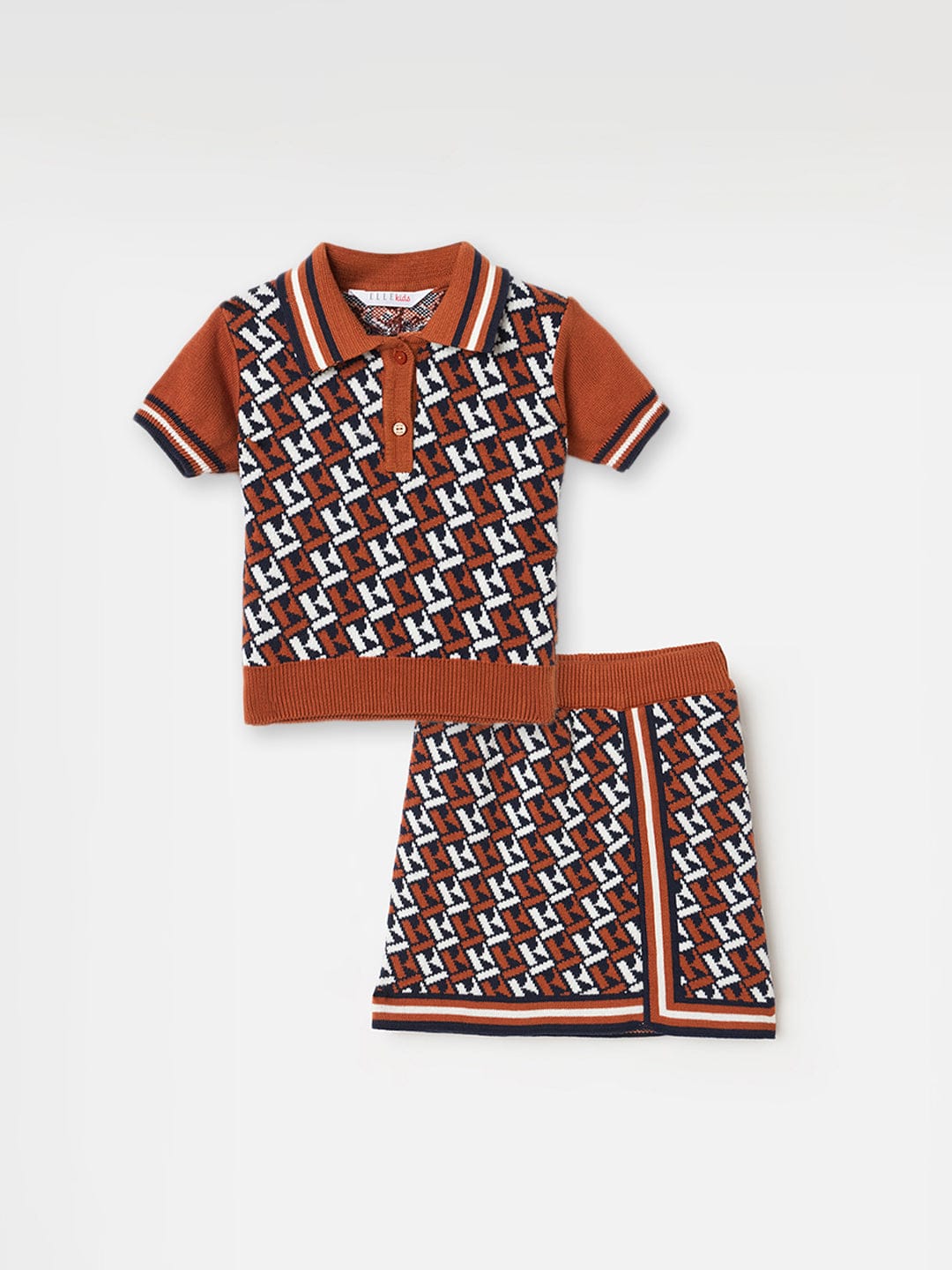 ELLE Girls Brown Printed Skirt