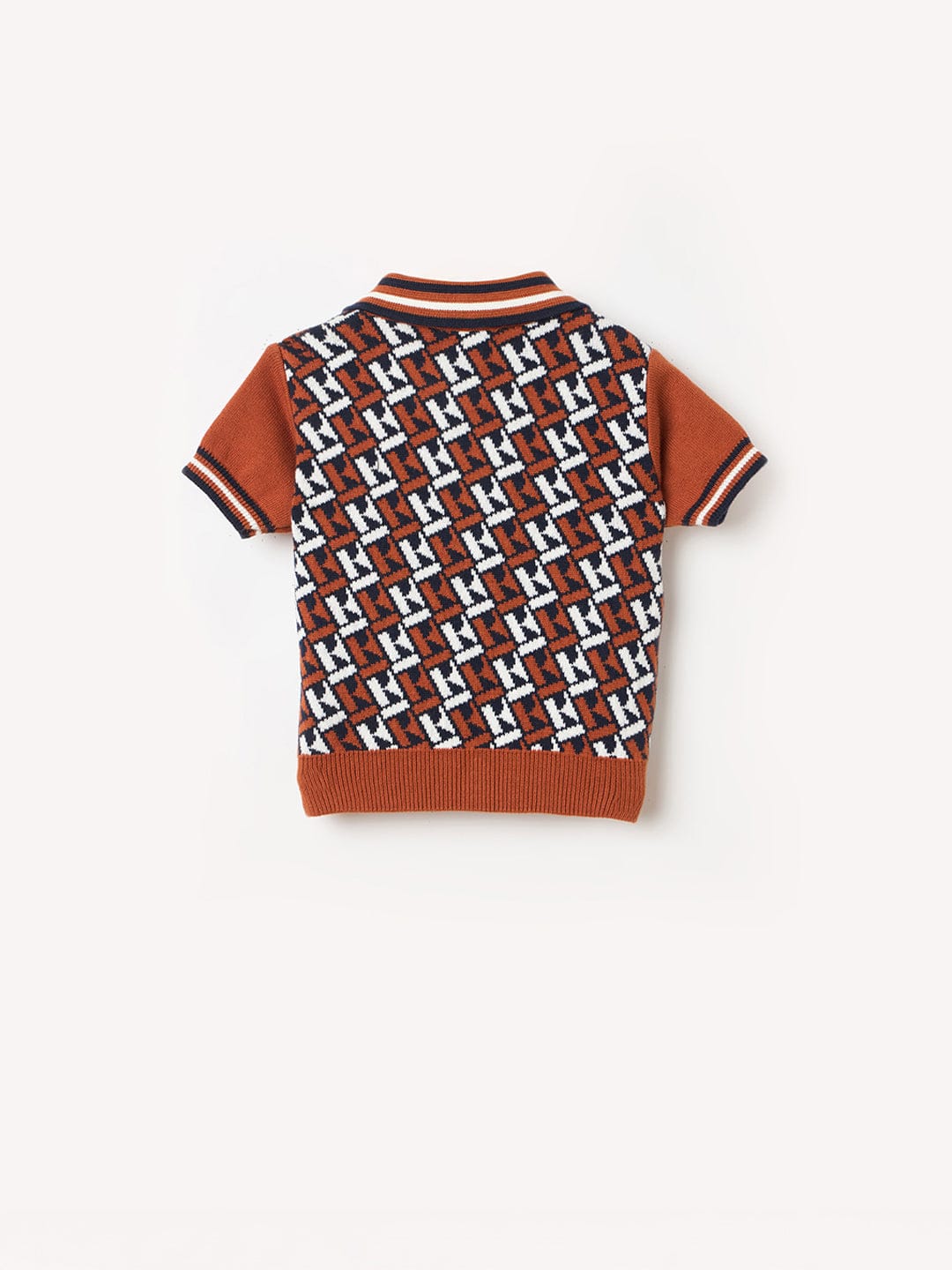 ELLE Girls Brown Printed Polo Neck T-Shirt