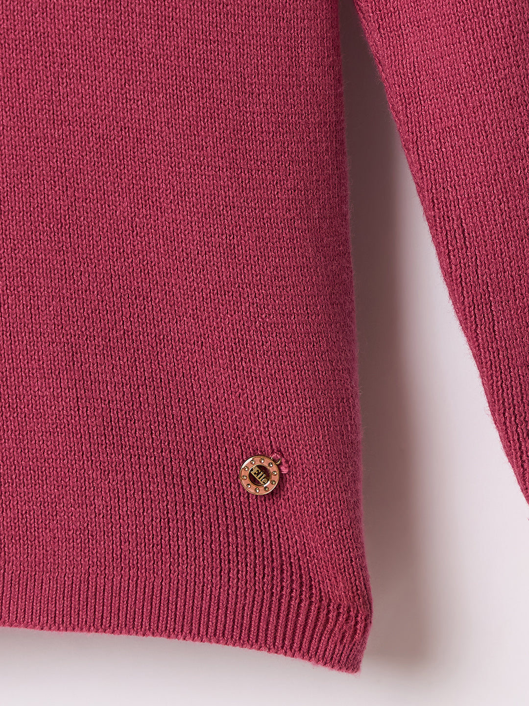 Elle Kids Pink Solid Turtle Neck Sweater