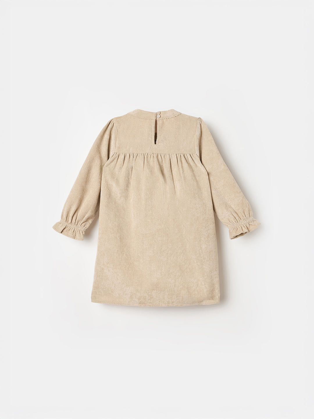 ELLE Girls Beige Embroidered Round Neck Dress