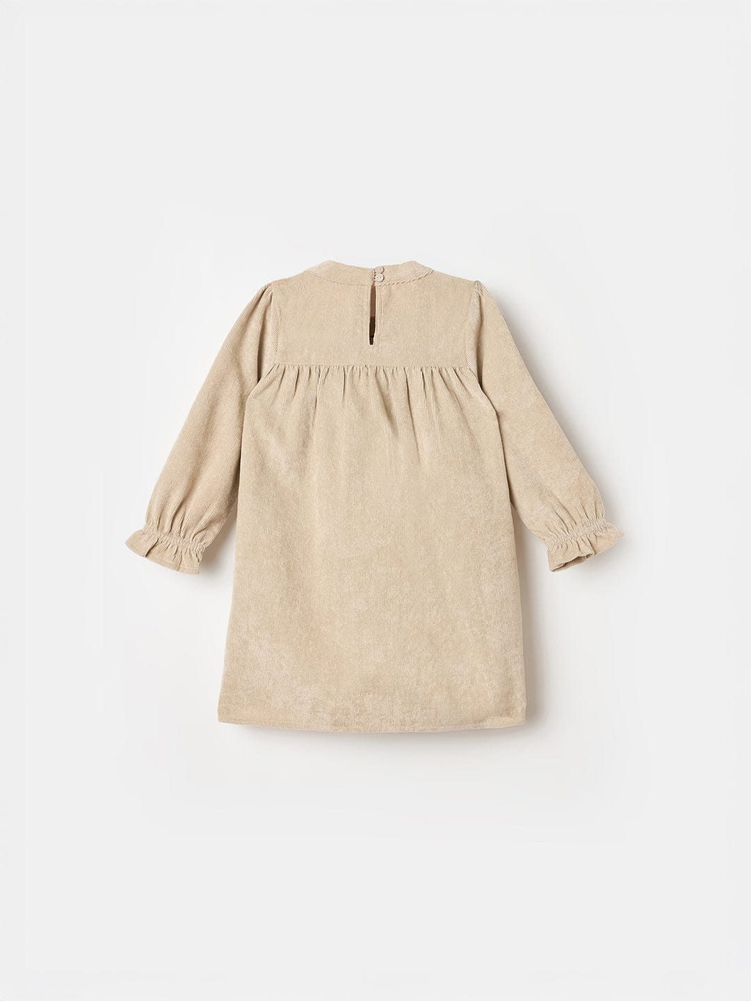 ELLE Girls Beige Embroidered Round Neck Dress