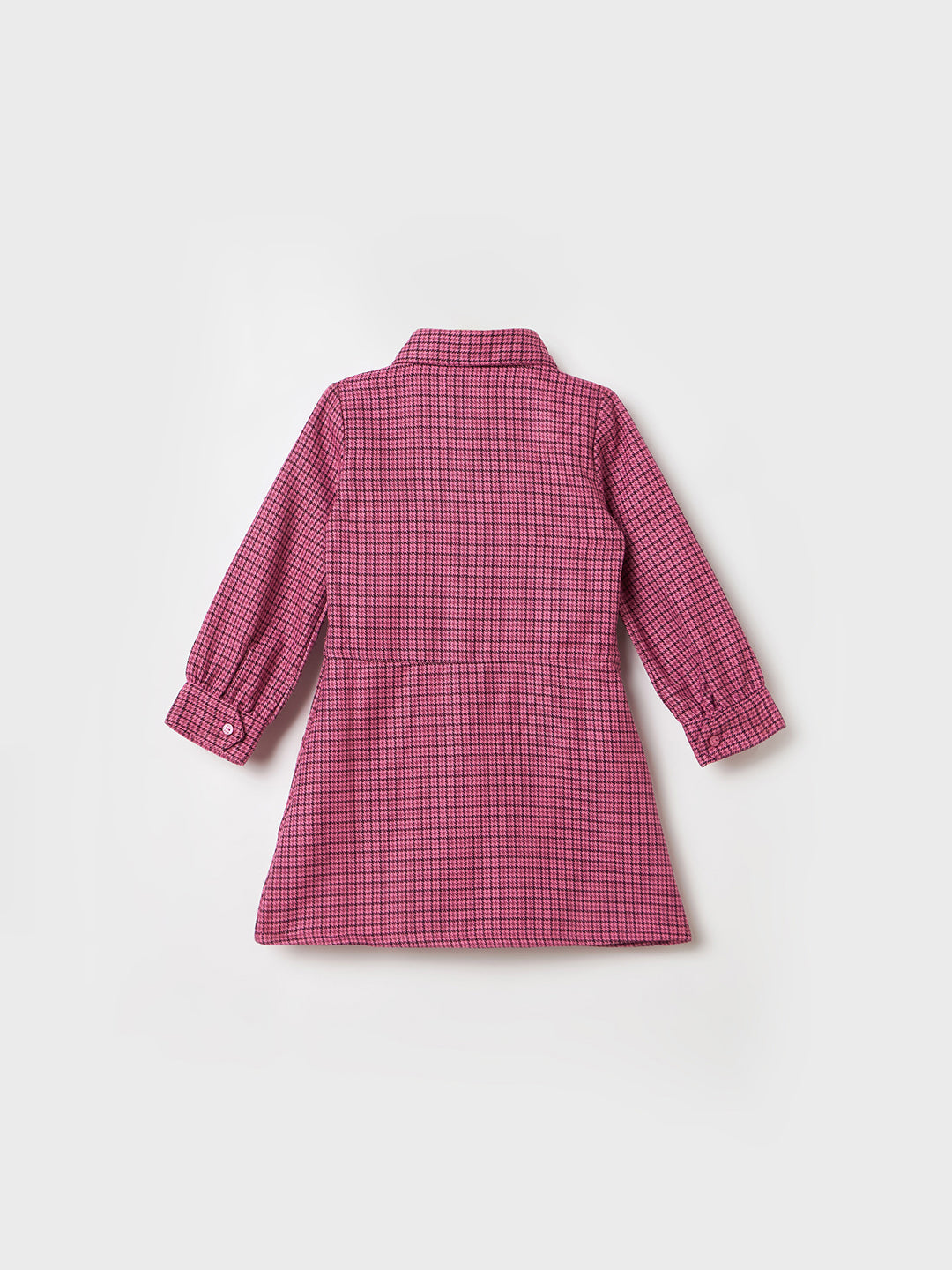 ELLE Girls Pink Embroidered Shirt Collar Dress