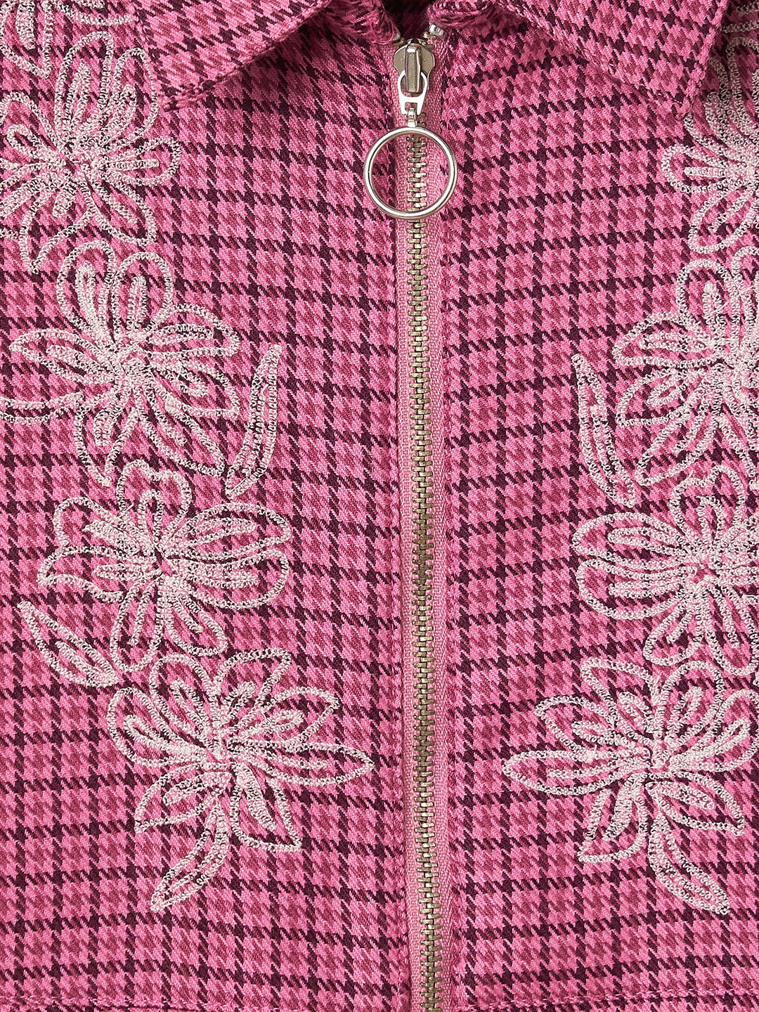 ELLE Girls Pink Embroidered Shirt Collar Dress