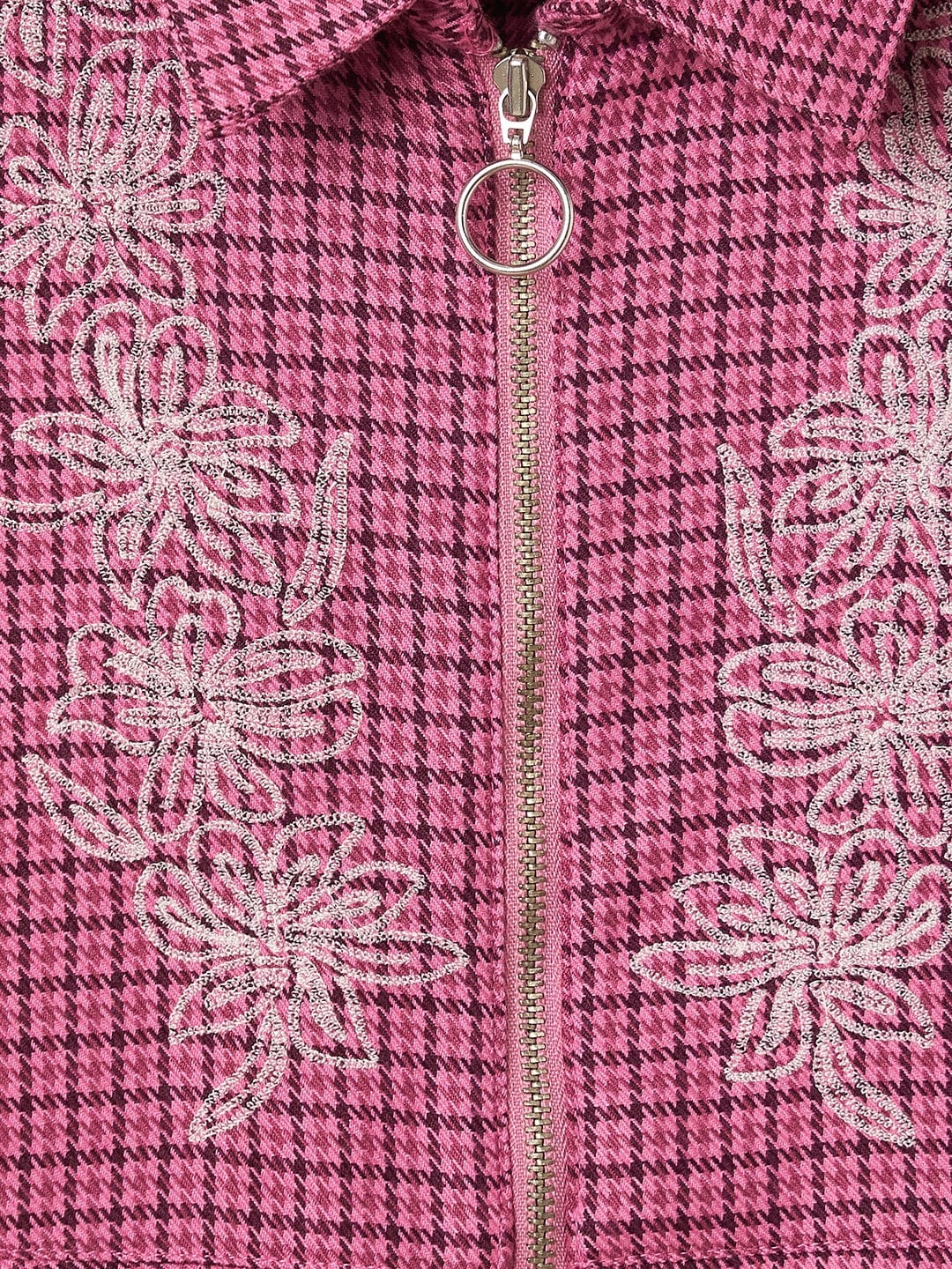 ELLE Girls Pink Embroidered Shirt Collar Dress