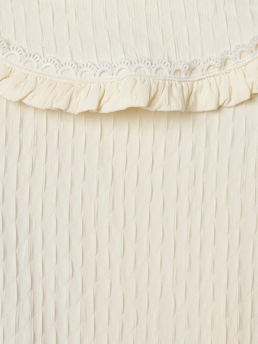 Elle Girls Regular Fit White Textured Top