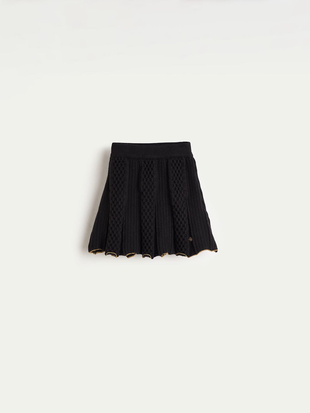 Elle Girls Regular Fit Black Textured Skirt