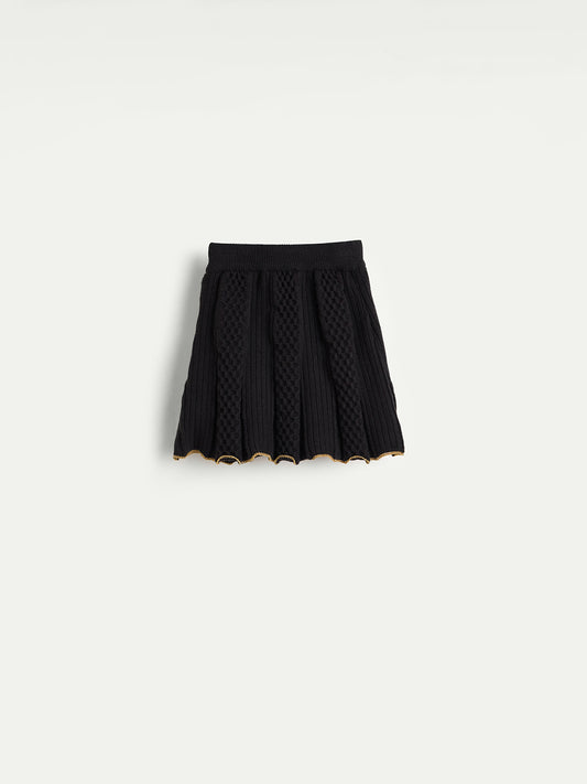 Elle Girls Regular Fit Black Textured Skirt
