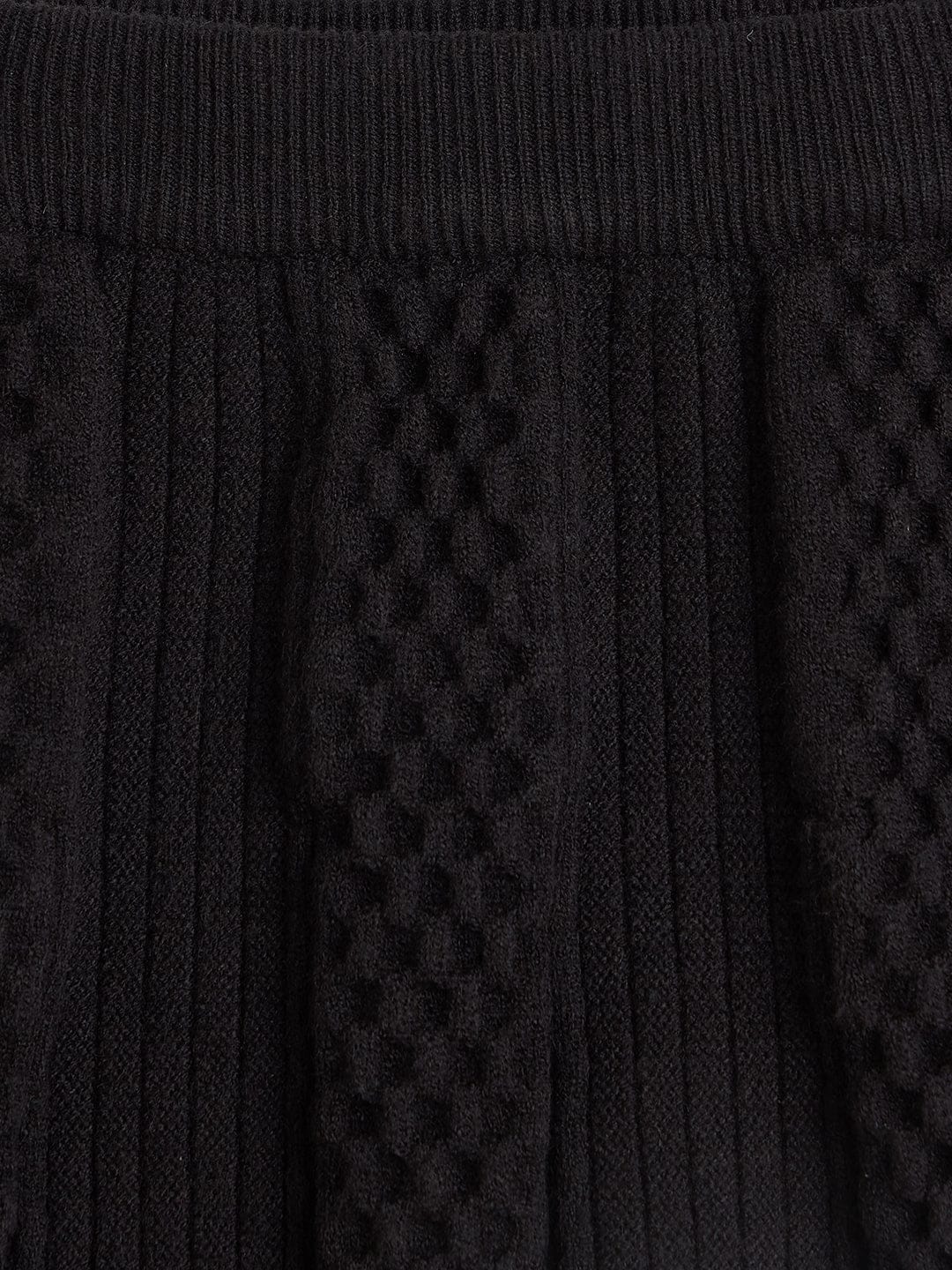 Elle Girls Regular Fit Black Textured Skirt