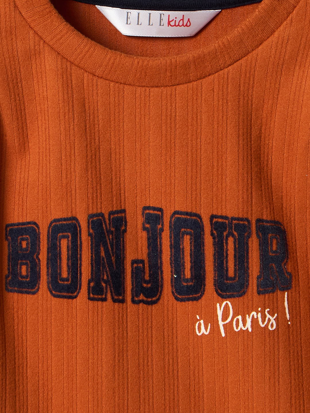 Elle Kids Orange Graphic Round Neck Tshirt