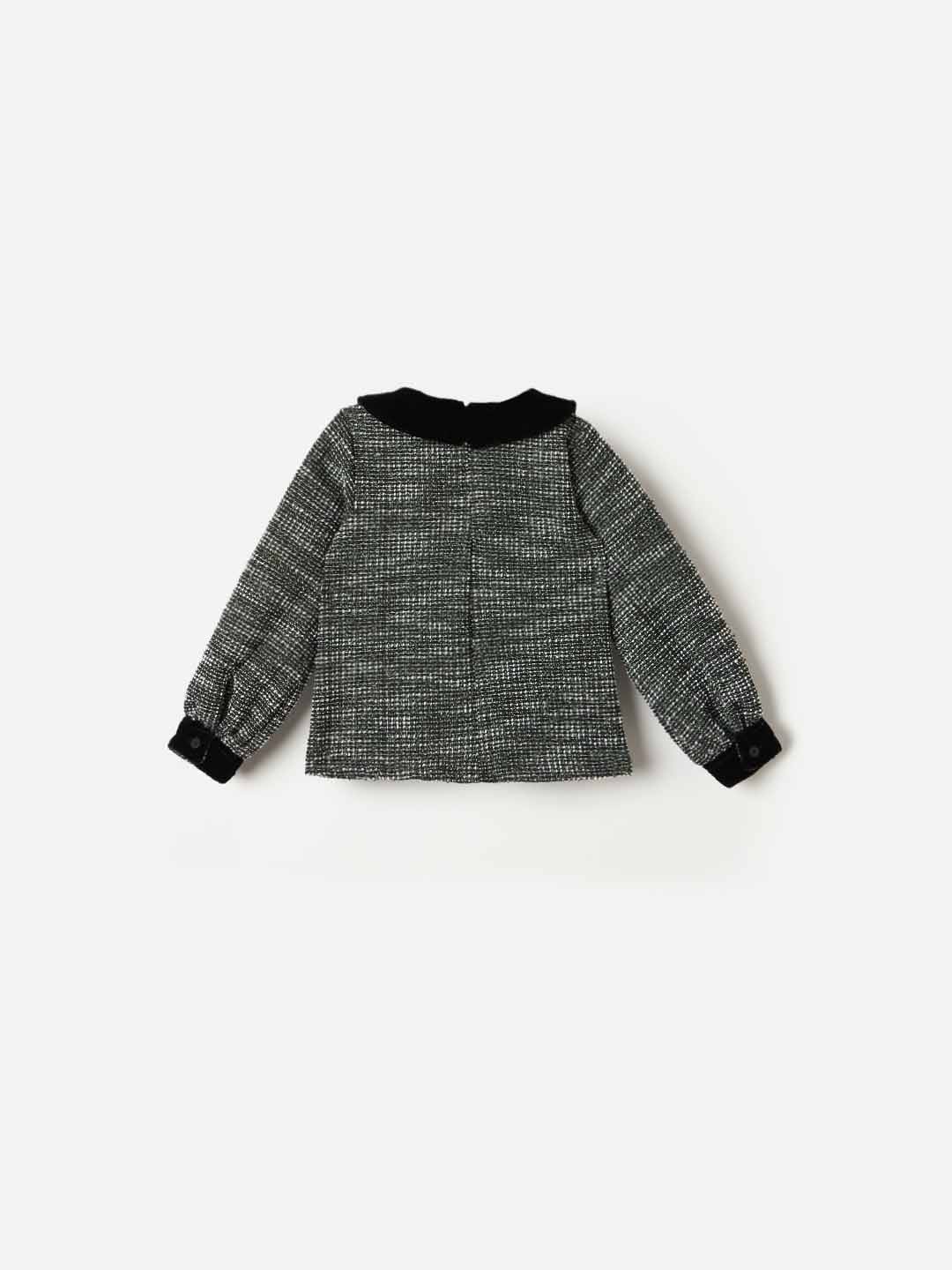 Elle Girls Regular Fit Black Embroidered Top