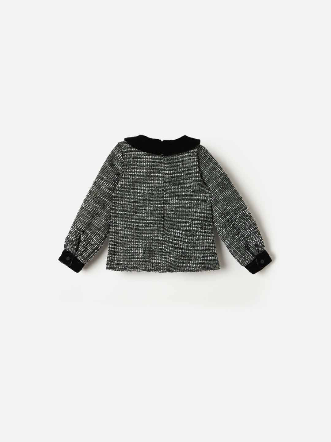 Elle Girls Regular Fit Black Embroidered Top