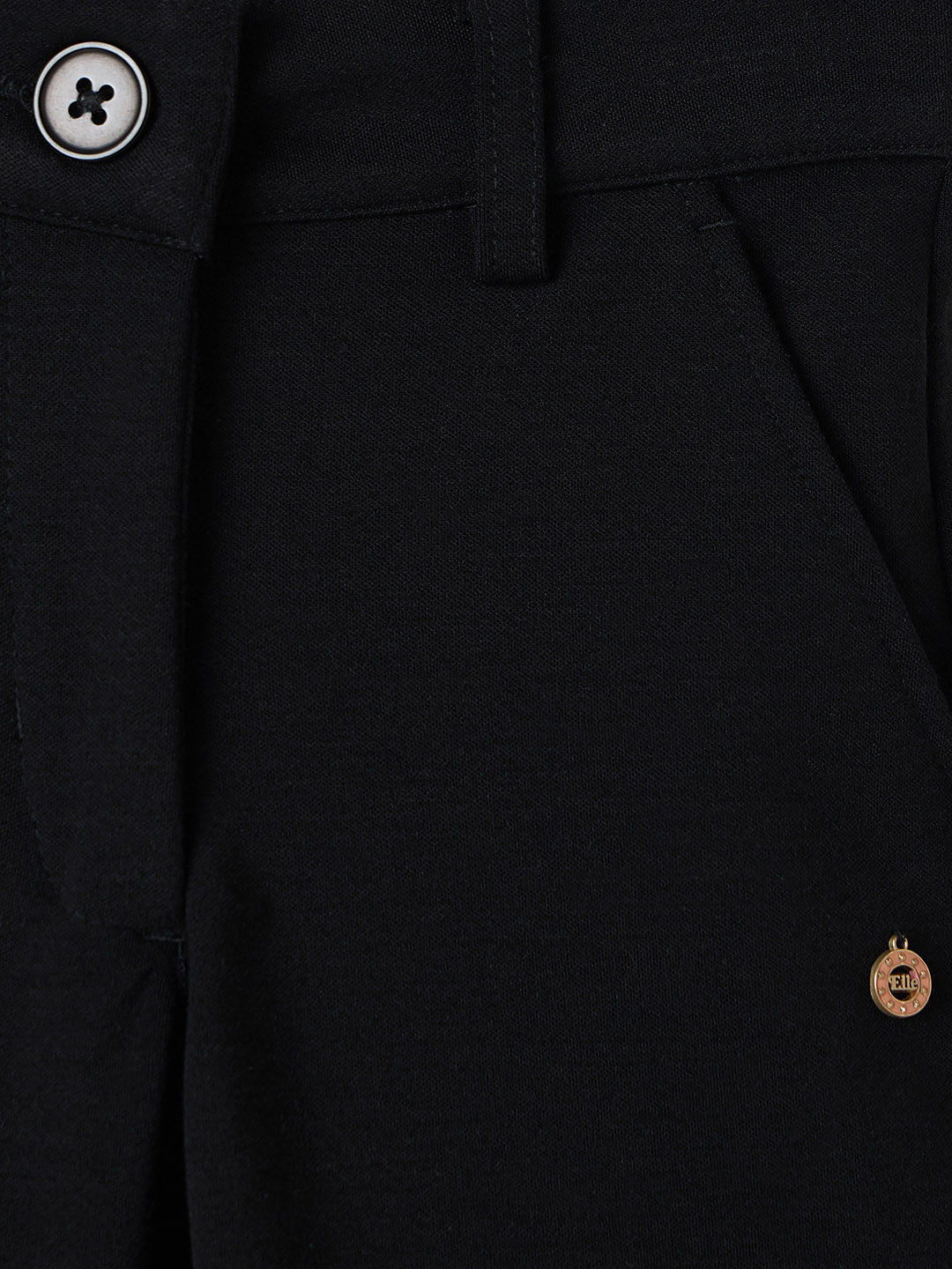 ELLE Girls Black Polyester Solid Trouser