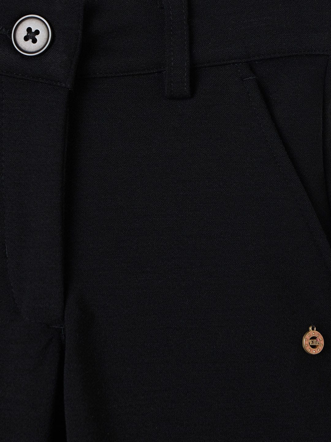 ELLE Girls Black Polyester Solid Trouser