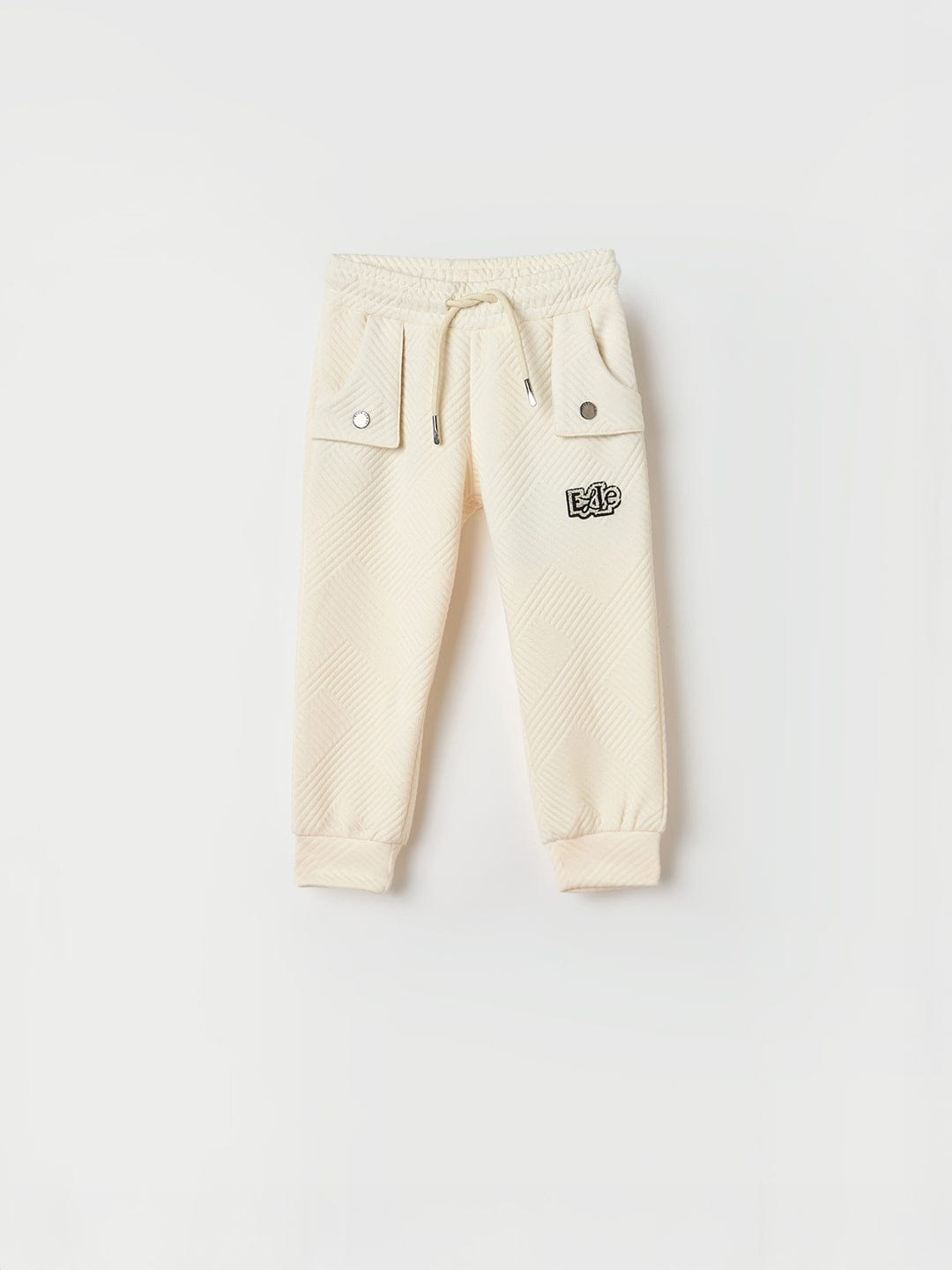 ELLE Girls Off White Polyester Solid Relaxed Sweatpant