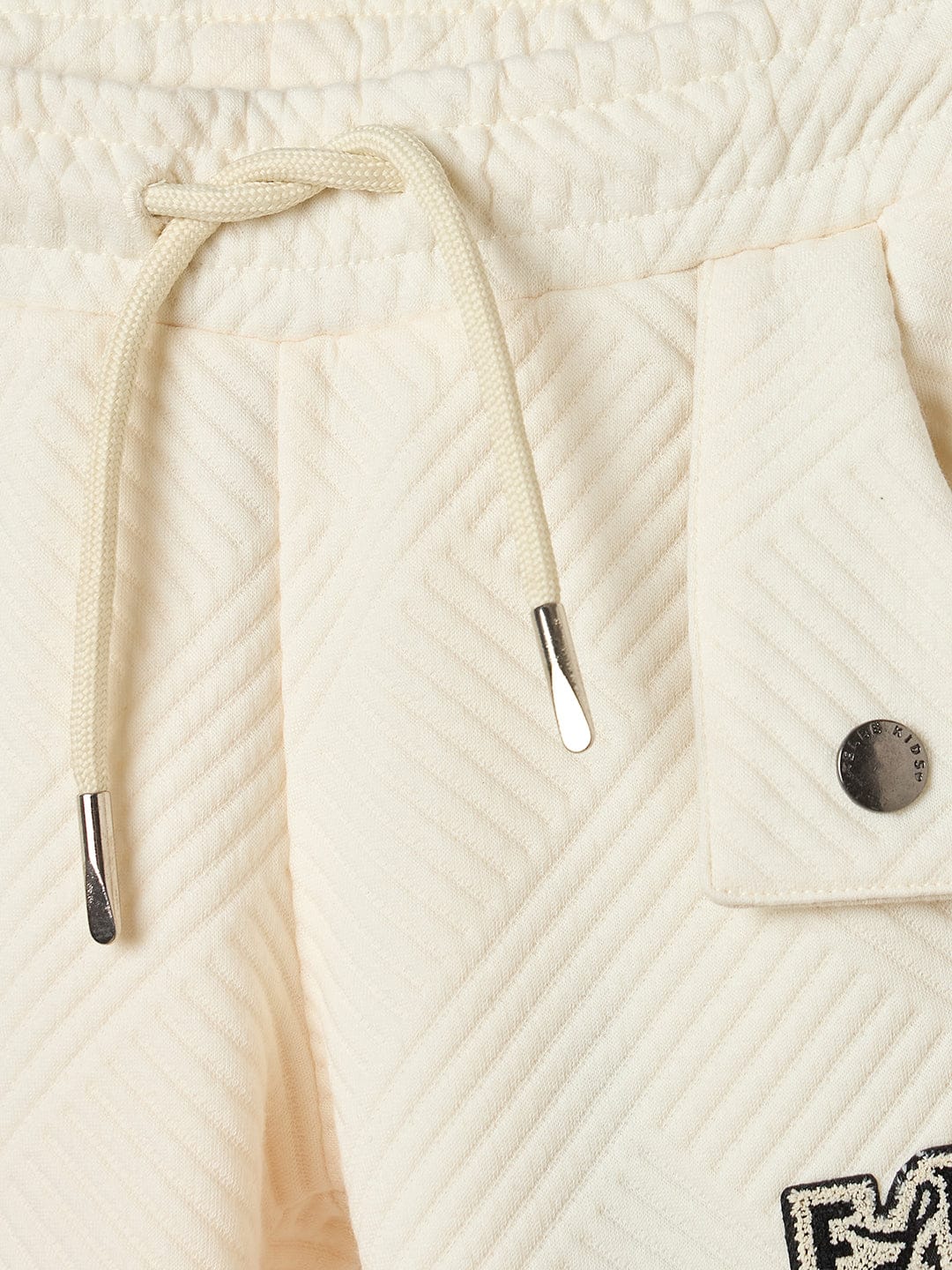 ELLE Girls Off White Polyester Solid Relaxed Sweatpant