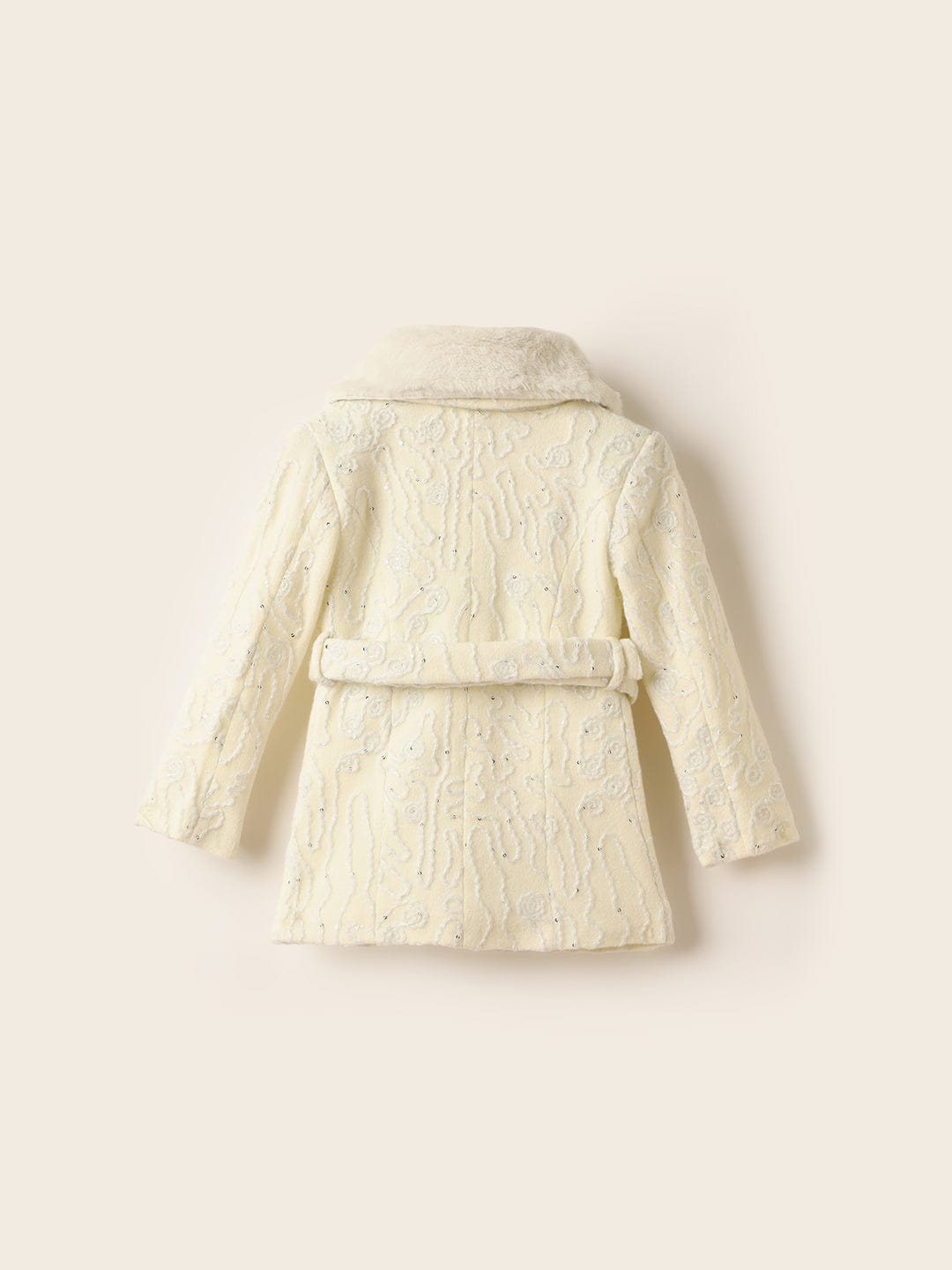 ELLE Girls Cream Knotch Collar Overcoat