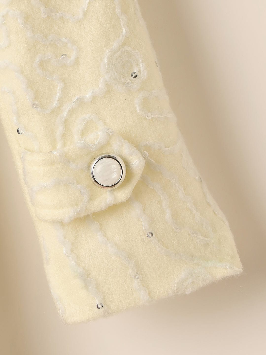 ELLE Girls Cream Knotch Collar Overcoat