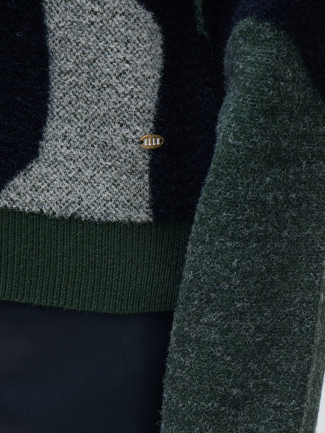 ELLE Women Multi Acrylic Solid Crew Neck Sweater