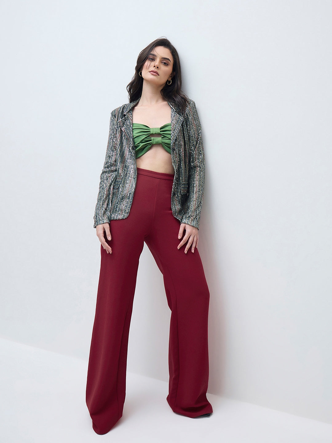 Elle Women Regular Fit Multicolour Stripes Blazer