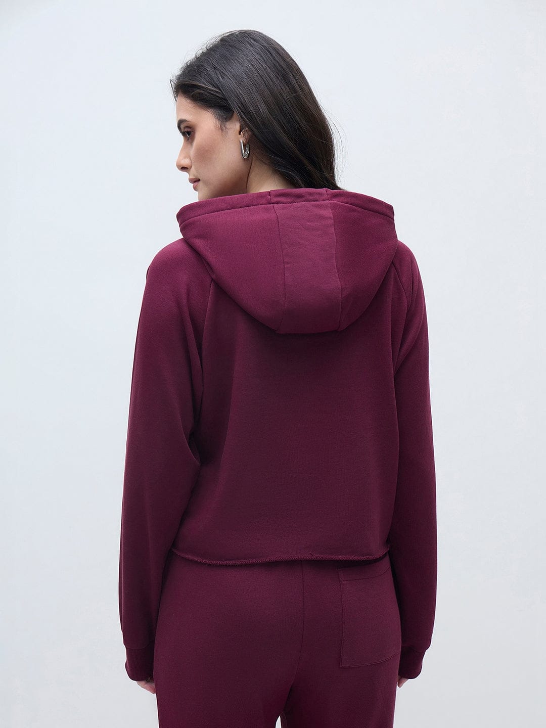 ELLE Womens Red Elle Branding Solid Hoodie