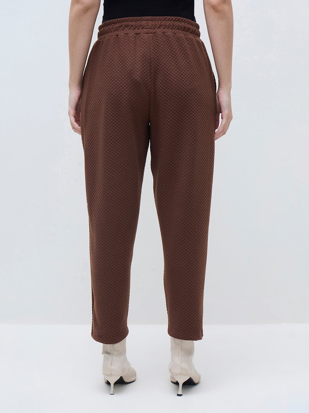 ELLE Women Brown Polyester Solid Sweatpant