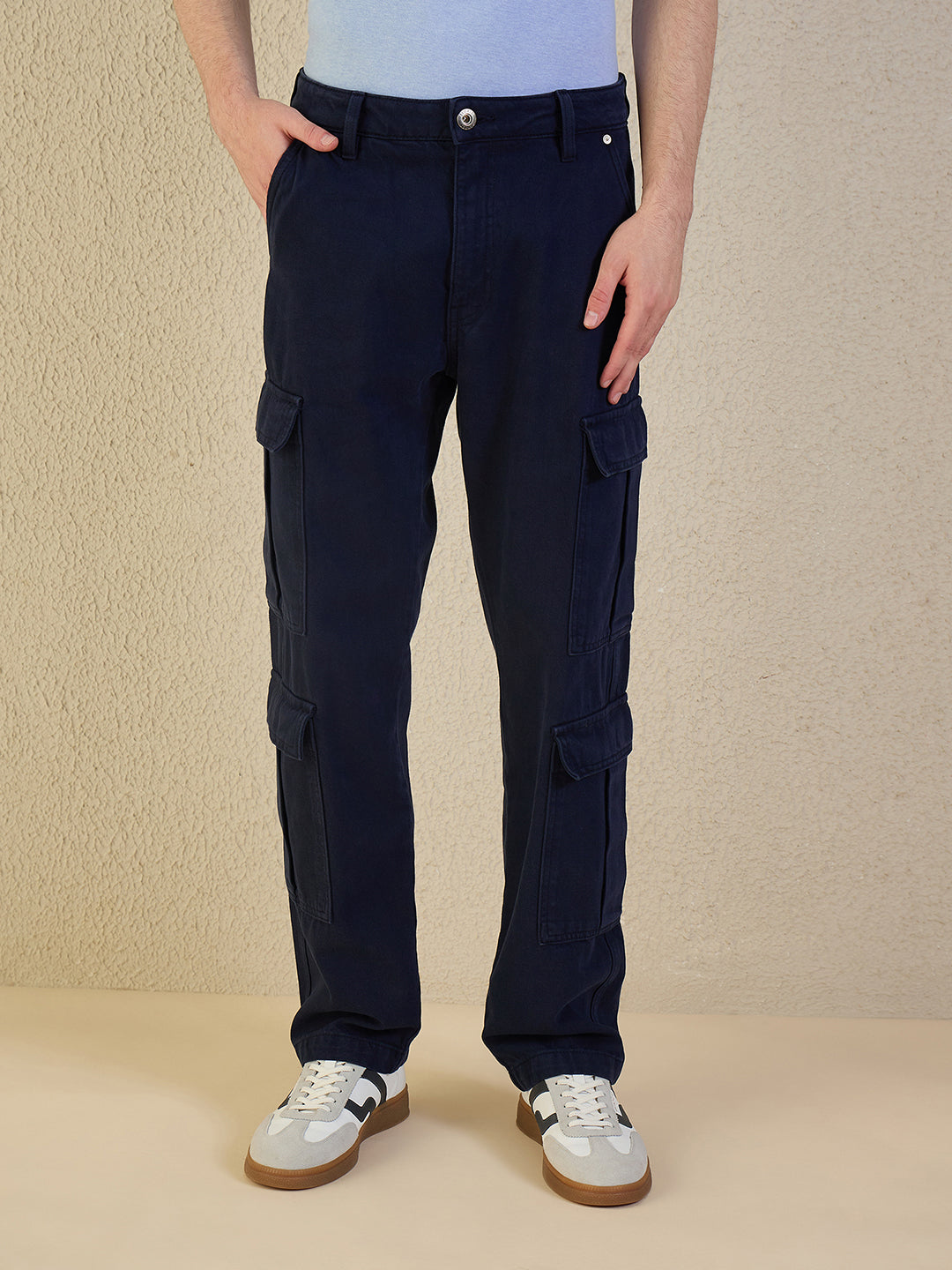 Iconic Men Blue Solid Pure Cotton Regular Fit Jeans