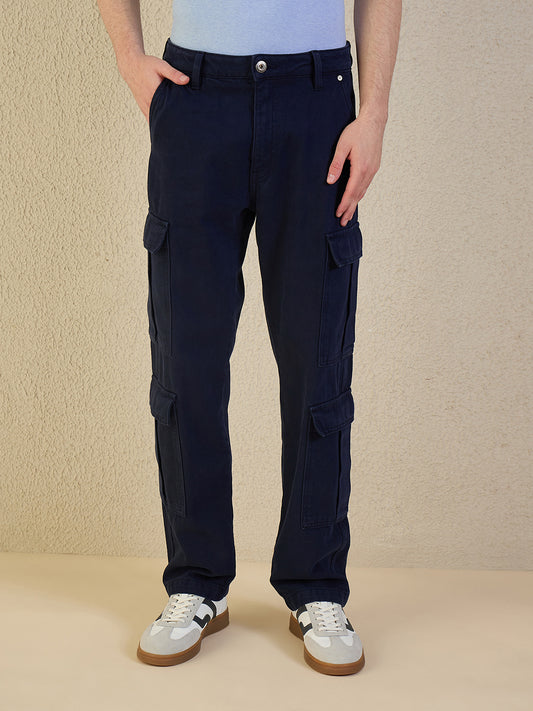 Iconic Men Blue Solid Pure Cotton Regular Fit Jeans