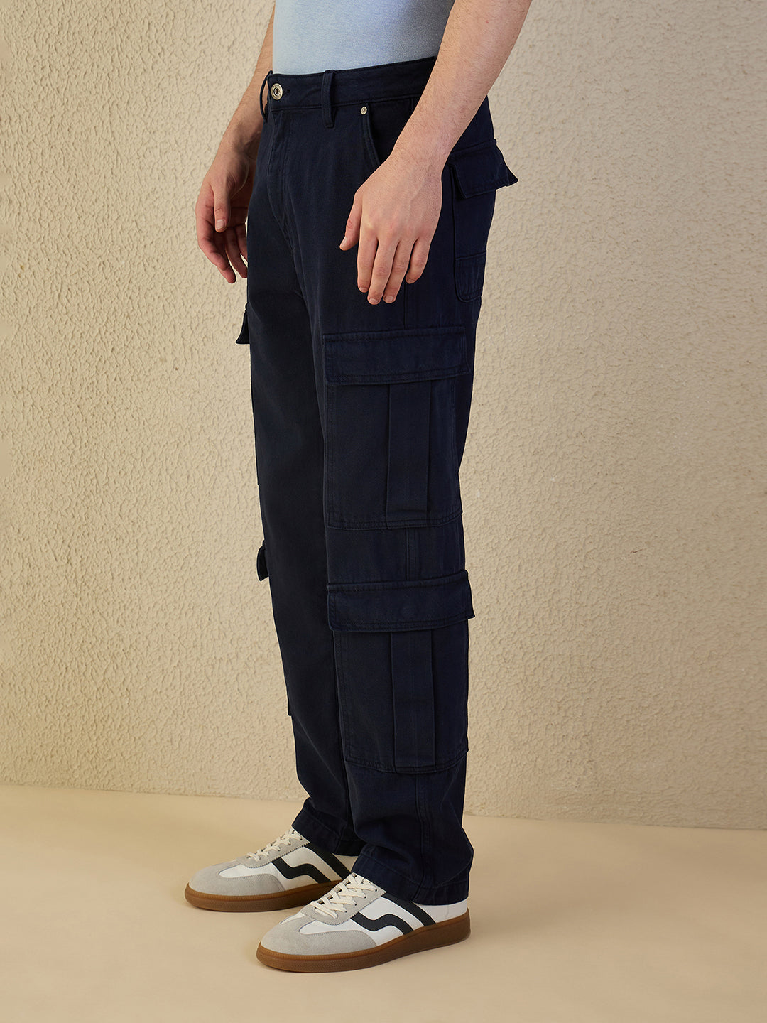 Iconic Men Blue Solid Pure Cotton Regular Fit Jeans