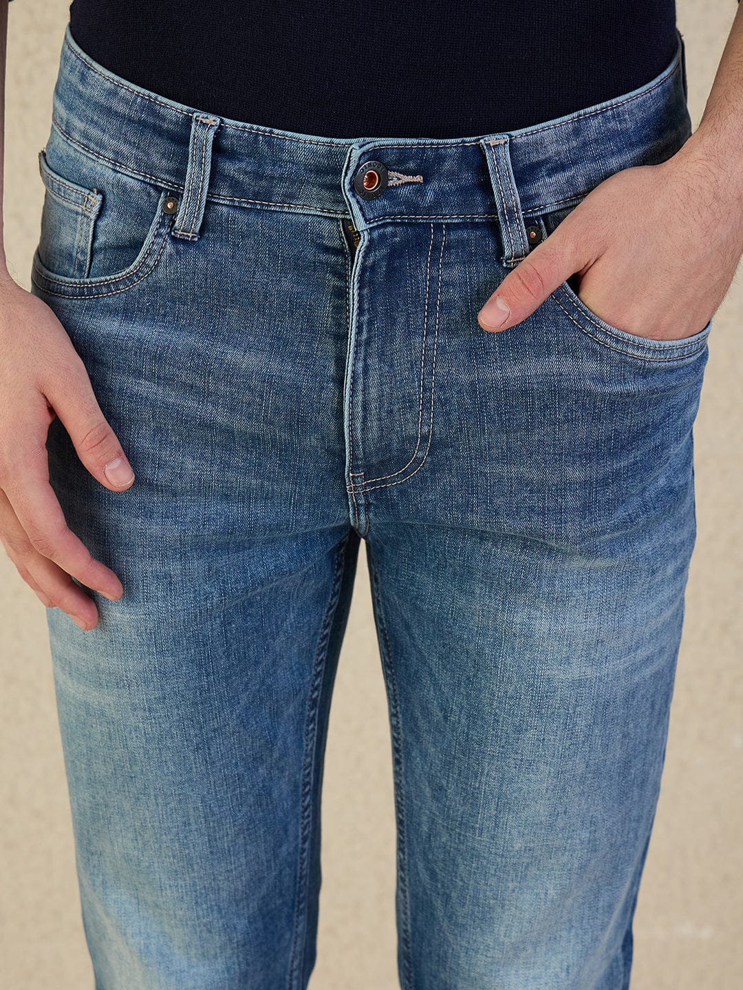 Iconic Men Navy Blue Solid Skinny Fit Jeans