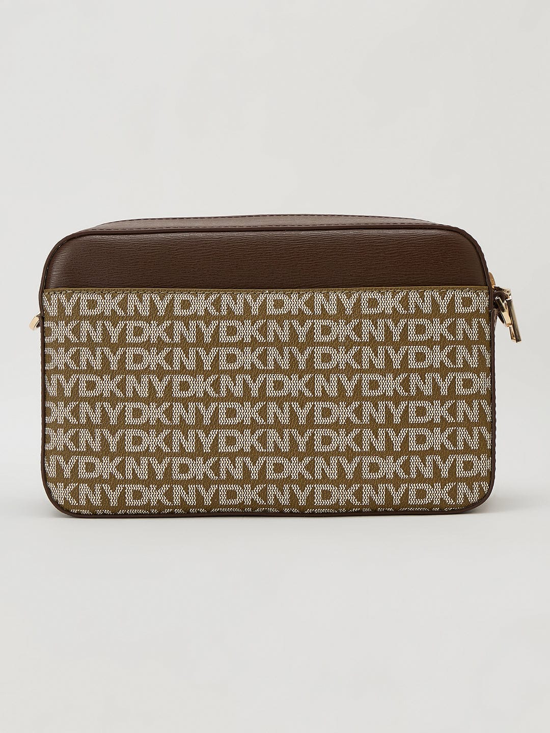 DKNY Brown Woven Logo Print Cross Body Bag